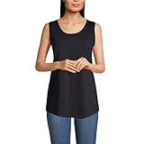 Lands' End Womens Supima Cotton Scoop Neck Tunic Tank Black Regular Medium