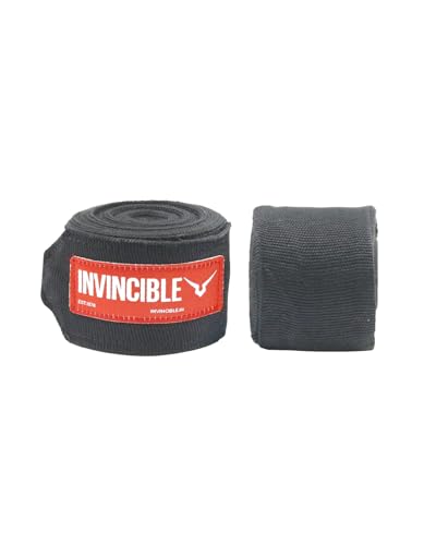 Image of INVINCIBLE Mexican Style Semi-Stretch Nylon Hand Wraps (Black, 4.5 Meter)