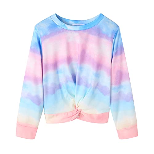 Arshiner Mädchen Sweatshirt Tie-Dye Langarm Pullover Rundhals Sport Mode Kinderkleidung Leichtgewicht Langarmshirt für Mädchen 11-13 Jahre