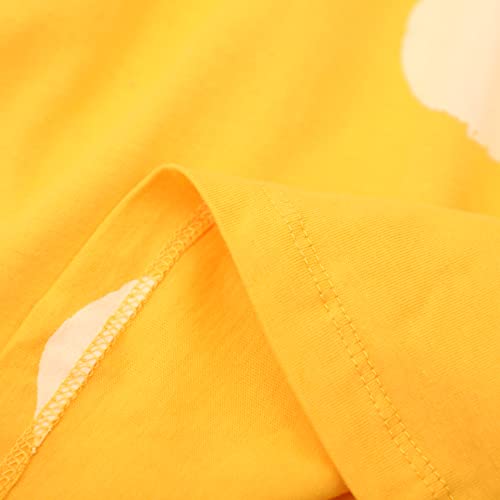 Image of HILEELANG Toddler Girls Short Sleeve Dress Easter Cotton Casual Summer Appliques Shirt Jersey Dresses