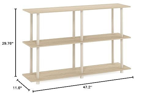 Furinno Turn-N-Tube No Tools 3-Tier Rectangle Side Display Rack, Bauhaus Oak/Beige #TOP7
