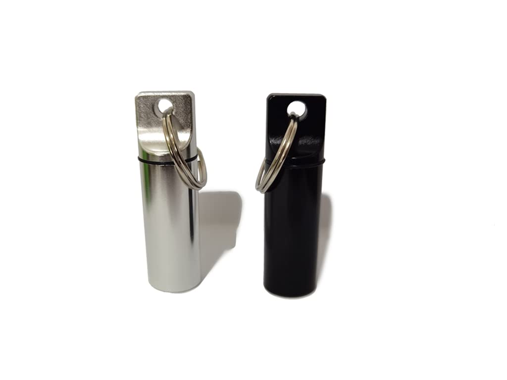Pill Box, Mini Size Pill Holder for Outdoor Travel, Waterproof and Light Weight Pill Case Holder, Pill Fob, Small Pill Organizer (Black/Silver)