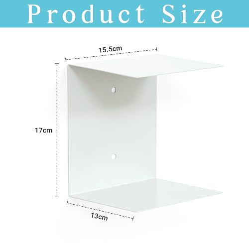 Image of Livzing Invisible Floating Metal Book Shelf-CD DVD Display Rack-Kitchen Storage Shelf-Wall Mount Bathroom Rack -Multipurpose Storage Organizer for Home Decor Items (Pack of 2)- White