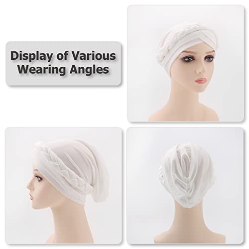 Image of DRESHOW Turban Pre-Tied Twisted Hat Thread African Head Wraps for Black Women Chemo Cancer Cap Braid Hair Cover