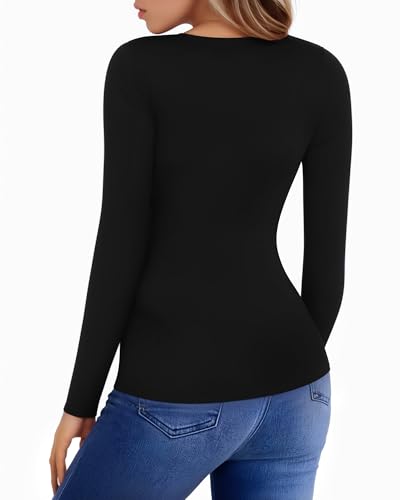HERLOLLYCHIPS Womens Long Sleeve Tops Short Sleeve Cut Out Front Ribbed Fitted Sexy Casual Dressy Fall Tee T-Shirts Tshirt3