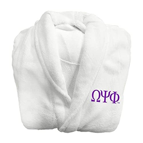 Omega Psi Phi Fraternity Lettered Bathrobe White