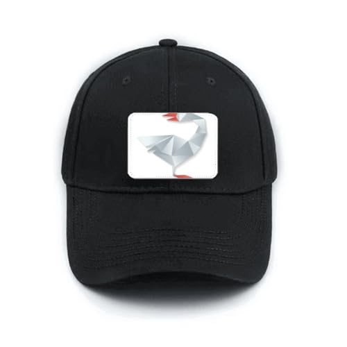 Casquette de baseball noire réglable au motif origami géométrique avec visière courbée protectrice
