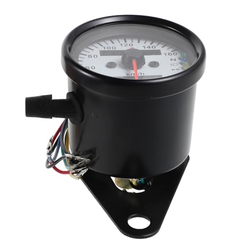LOLIPPYY Compteur de Vitesse Mécanique pour Moto Rétro, Double Échelle, Boîtier Noir Fond Blanc, Étanche et Résistant à la Poussière, Tachymètre Précis Adapté à Divers Modèles de Motos