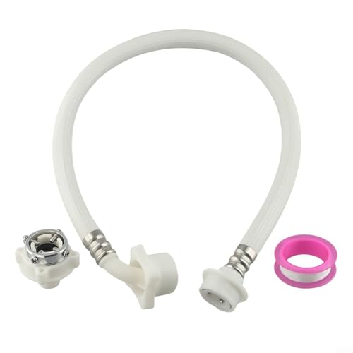 babominimer Tubo di ingresso per lavatrice 0,6 m/0,8 m/1 m, linea di alimentazione dell'acqua in PVC per rondelle portatili, compatibile con rubinetti standard, bianco (0,6 m)