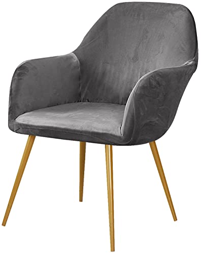Juego de fundas modernas de terciopelo para sillas de comedor con brazos alados, juego de 1/2/4/6 fundas elásticas para sillas de oficina, diseño curvado para protección de sillones de bar y fiestas
