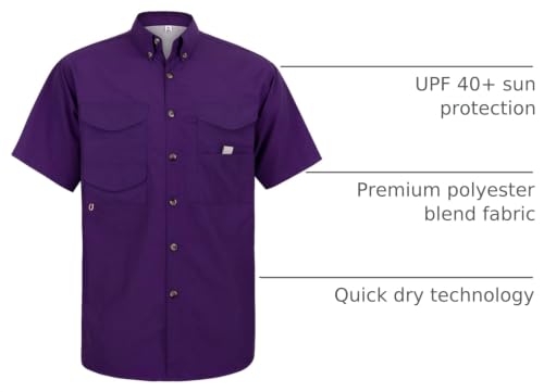Image of Alimens & Gentle Short Sleeve Fishing Shirt Wicking Fabric Sun Protection Casual Button Down Shirts