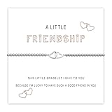 Marsquesa Friendship Bracelet Gifts for Women Girls, S925 Silver Beads Hearts Bracelet Best Friend Jewellery Birthday Christmas BBF Gifts for Teen Bestie (Friendship-Silver)