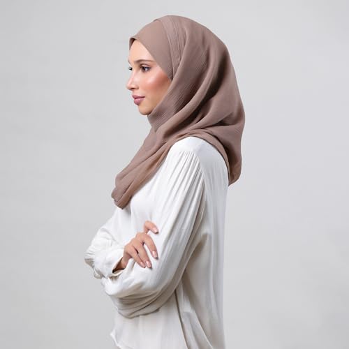 BOKITTA Freestyle Instant Hijab for Women, Premium Crinkled Chiffon Slip On Head Scarf with Inner Cap4