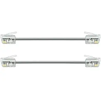 (2 Pack) 3 Inch Telephone Cord Short RJ11 6P4C Male to Male