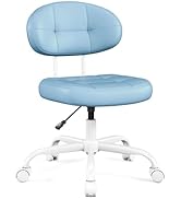 Misolant Vanity Chair com encosto, pequena cadeira de escritório fofa sem braços com rodas e suporte lombar, ...