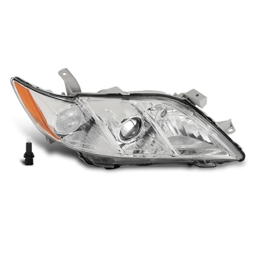 Image of GRAND ORANGE Headlight Assembly Front Headlamp Right Side Compatible with Toyota Camry 2007-2009 TO2502200 / TO2518119 / 20-6758-80 /206758801 Clear Lens Chrome Housing Amber Reflector OE Replacement