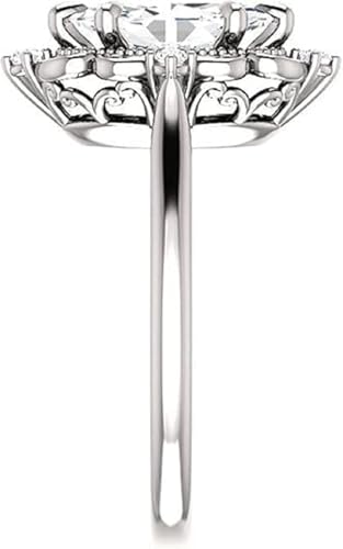 Moissanite Engagement Ring, 1 CT Marquise Cut, Solitaire Halo Style, Vintage Antique Design, Moissanite Engagement, Wedding Ring3