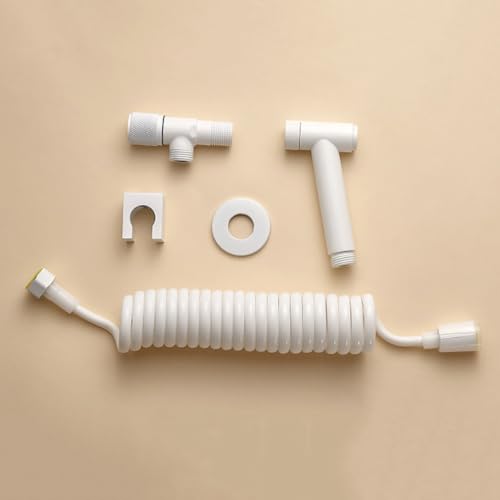 Ducha higiénica para WC de latón de alta durabilidad con válvula angular, blanco 5