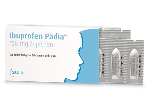 Ibuprofen Pädia Zäpfchen 150 mg 10 Stk. Für Kinder ab 3 Jahren | Mit Ibuprofen | Zur Behandlung von Fieber und Schmerzen