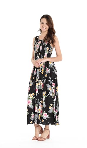 Image of Family Matching Hawaiian Clothes, Hibiscus Black | Black Hibiscus Print • Soft Rayon Fabric • Family Matching Outfits • Vacation Ready • Luau Party Wear