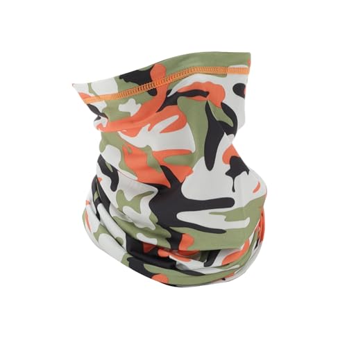 QUARKZMAN Bufanda Para El Cuello Refrescante Cubierta Facial Mascarilla Protectora Contra El Viento Y Los Rayos UV Para Esquí Al Aire Libre Motociclismo Carreras Ciclismo Camuflaje Naranja