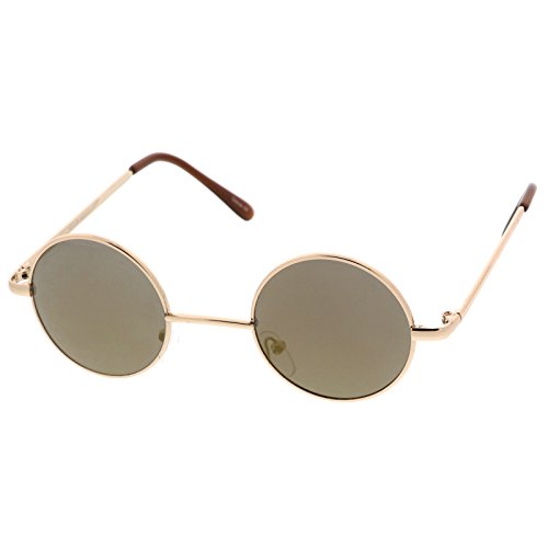 Image of zeroUV Small Retro-Vintage Style Lennon Inspired Round Metal Circle Sunglasses