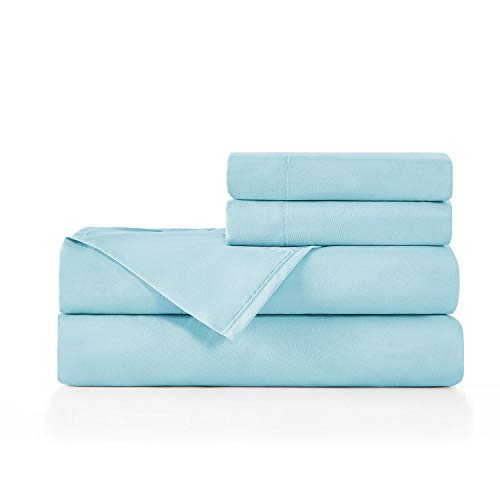 Full Size Sheet Set - Breathable Cooling Sheets - Hotel Luxury Bed Sheets - Light Blue Extra Soft Sheets for Kids, Teens, Women & Men - Deep Pockets - 4 Piece Set - Wrinkle Free - Sky Blue Bed Sheets
