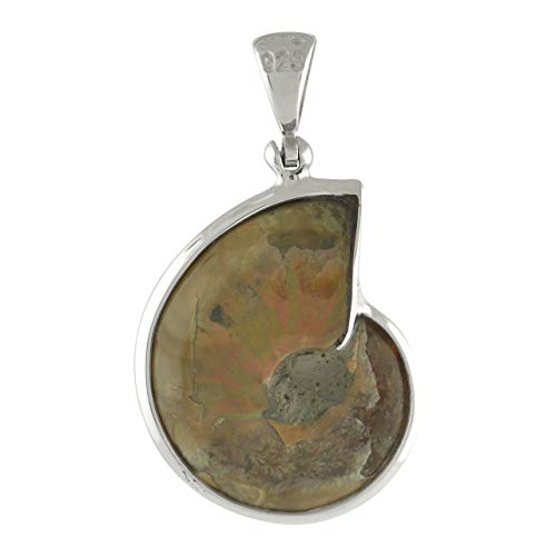Starborn Ammonite artistic gemstone Inlay Pendant 925 Sterling Silver2