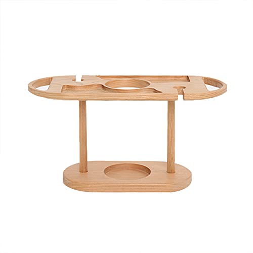 Soporte de vino de madera para dos copas y una botella miniatura 1