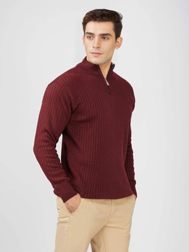 Image of LOQUE Men's Wool Blend Selection Sweater Half Zip High Neck Pullover Warm Casual Winter Wear for Office and Travel