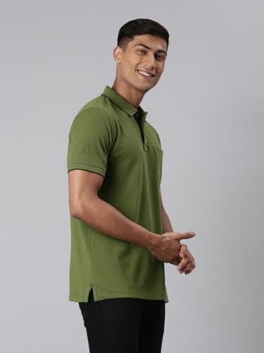 Image of Classic Polo Mens Cotton Blended Solid Half Sleeve Regular Fit Polo Neck T-Shirt