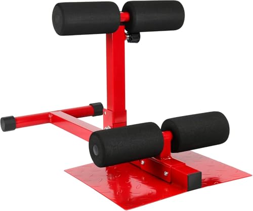 INNOLIFE Sissy Squat Machine Adjustable Height, Protective Foam Thick Steel Fitness Home Gym (Red)