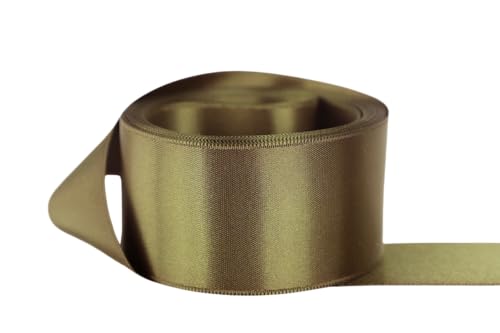 Image of Ribbon Bazaar Double Faced Satin - Premium Gloss Finish - 100% Polyester Ribbon for Gift Wrapping, Crafts, Scrapbooking, Hair Bow, Decorating & More - 7 /8 inch Olive Drab 50yd Spool