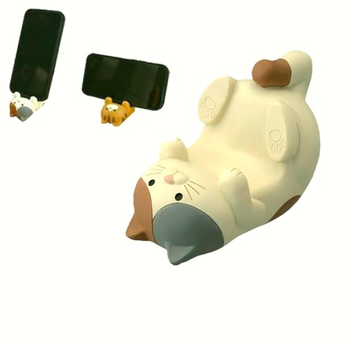 Eysinyge Resin Cat Figurine Phone Stand - Sturdy Design to Hold Smartphones Without Tipping Cute Phone Holder Gift for Cat Lovers Desk Decor Accessory 5.7 oz 3.3 x 2.3 x 2.0 in