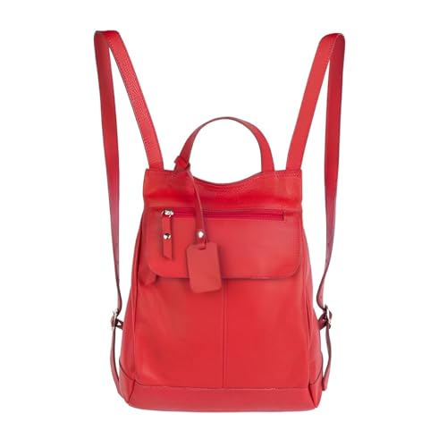 Mochila em Couro Legítimo, Marsala, 21x26x10cm, Alças Reguláveis