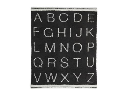 Image of Barefoot Dreams, Unisex, CozyChic Alphabet Stroller Blanket (Infant), Carbon /Cream, Baby