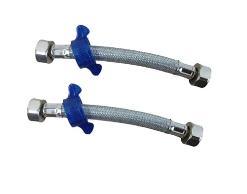 Image of 6 Inch 304 Stainless Steel Connection Pipe | Pack of 2 | Rust-Free, Leakproof Flexible Hose Pipes for Geyser, Basin & Sink, Toilet, Hot Cold Mixer Faucets | Silver | 6 Inch (15 cm)