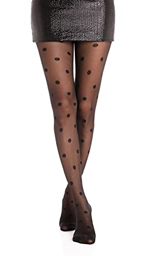 Gi&Gi Collant voile 40 deniers à motifs pois. Fabriqué en Italie N° 1289,LXL