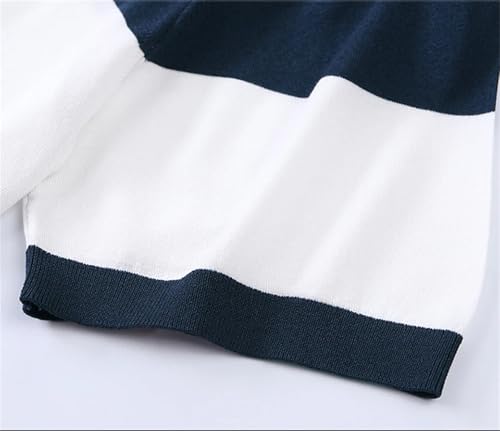 Men Contrast Color Soft Comfortable Elastic Lapel Short Sleeve Jumper4