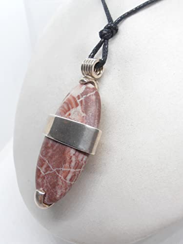 Pendentif en argent 925 véritable et véritable pierre de jaspe rouge taillée à la main - 3