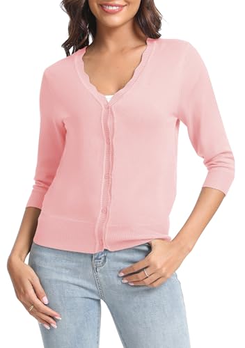 Urban CoCo Woman's 3/4 Sleeve V-Neck Cropped Cardigan Sweater Open Front Lightweight Knit Shrugs for Women4