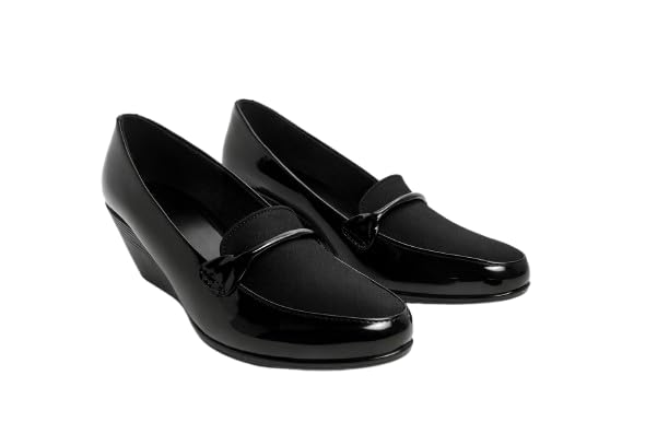Hey LaVida Women's Wedge Heel Loafer, Black, Glossy Finish, Cushioned Insole, Slip-On for Office & Casual Wear-picture-12