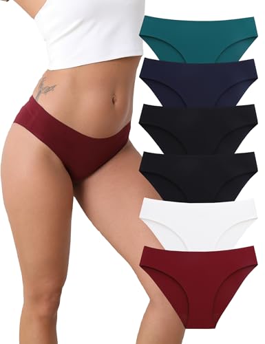 Image of Seamless Underwear for Women, No Show Stretch Bikini Panties, Silk Crotch, Invisible Hipster, 6-Pack