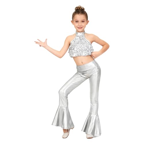 Disfraz infantil para niñas top corto y pantalón metálico miniatura 4