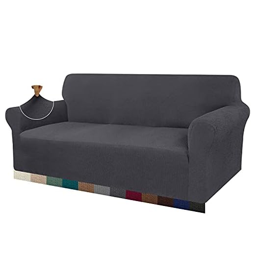 Granbest Funda Sofá 3 Plaza Funda de Sofá Elastica Funda para Sofá a Rayas Protector Ajustables de Sofá Antideslizante(Gris, 3 Plaza)