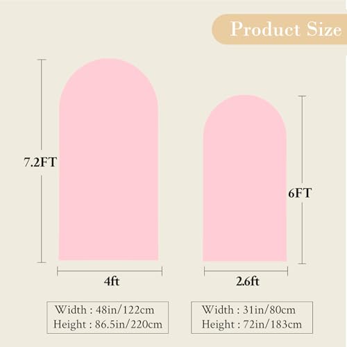 Image of 7.2FT 6FT Arch Backdrop Cover for Wedding, Set of 2 Stretchy Spandex Fitted Arch Stand Cover for Baby Shower, Birthday Party Decor, Chiara Backdrop Cover with Double-Sided Design(Pink, Blue)