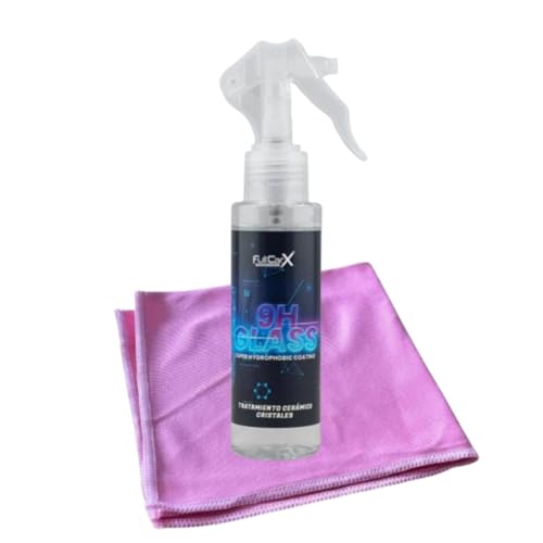 AutoFullCar - Tratamiento Super Hidrofóbico H9 Glass FullCarX + Bayeta Específica Para Cristales - Formato Difusor 100 ml. - Repelente De Lluvia Para Los Cristales De Tu Vehículo - Facil De Aplicar