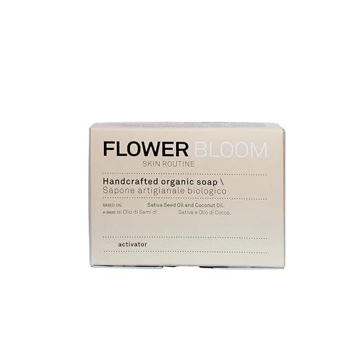 Flower Bloom, Handcrafted Organic Soap, Jabón Artesanal Ecológico a Base de Cáñamo, para Todo Tipo de Pieles, Made in Italy, 100 g