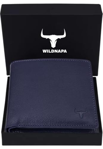 Image of WILD NAPA RFID Protected Brown Genuine Leather Wallets for Men (Blueberry)