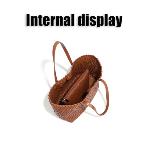 Large Capacity Woven Women's Handbags Luxury Fashion Vegan Leather Tote and Purse Bags Set Top Handle Travel Shoulder Bags3